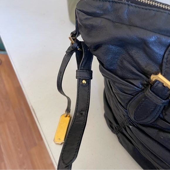 Bally Black Leather Ruched Handbag - Picture 2 of 16